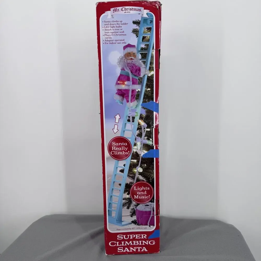 Mr Christmas Super Climbing Santa 43in Ladder Animated Lights Music Indoor Decor